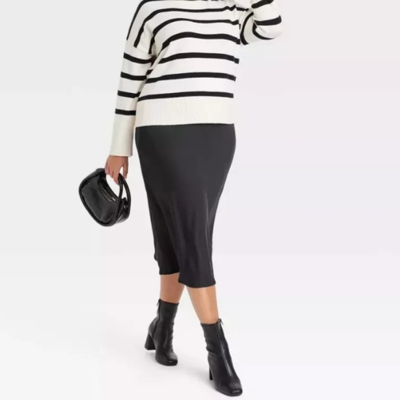 A New Day Women's Plus Size A-Line Midi Slip Skirt Black 4x - Picture 3 of 6